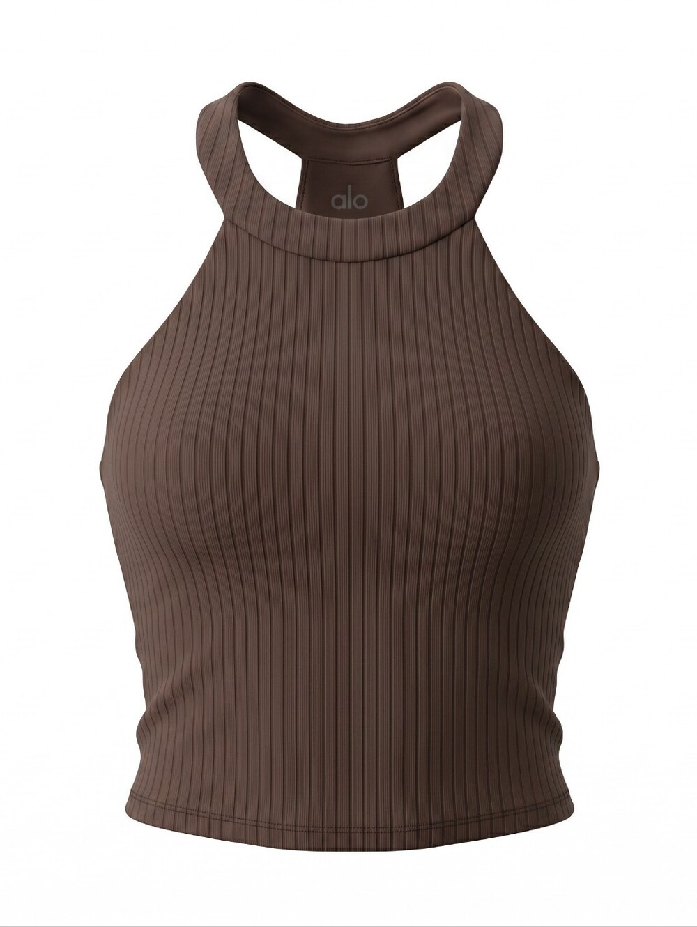 Alo Yoga Ribbed High Neck Cropped Tank Espresso Brown Size XS